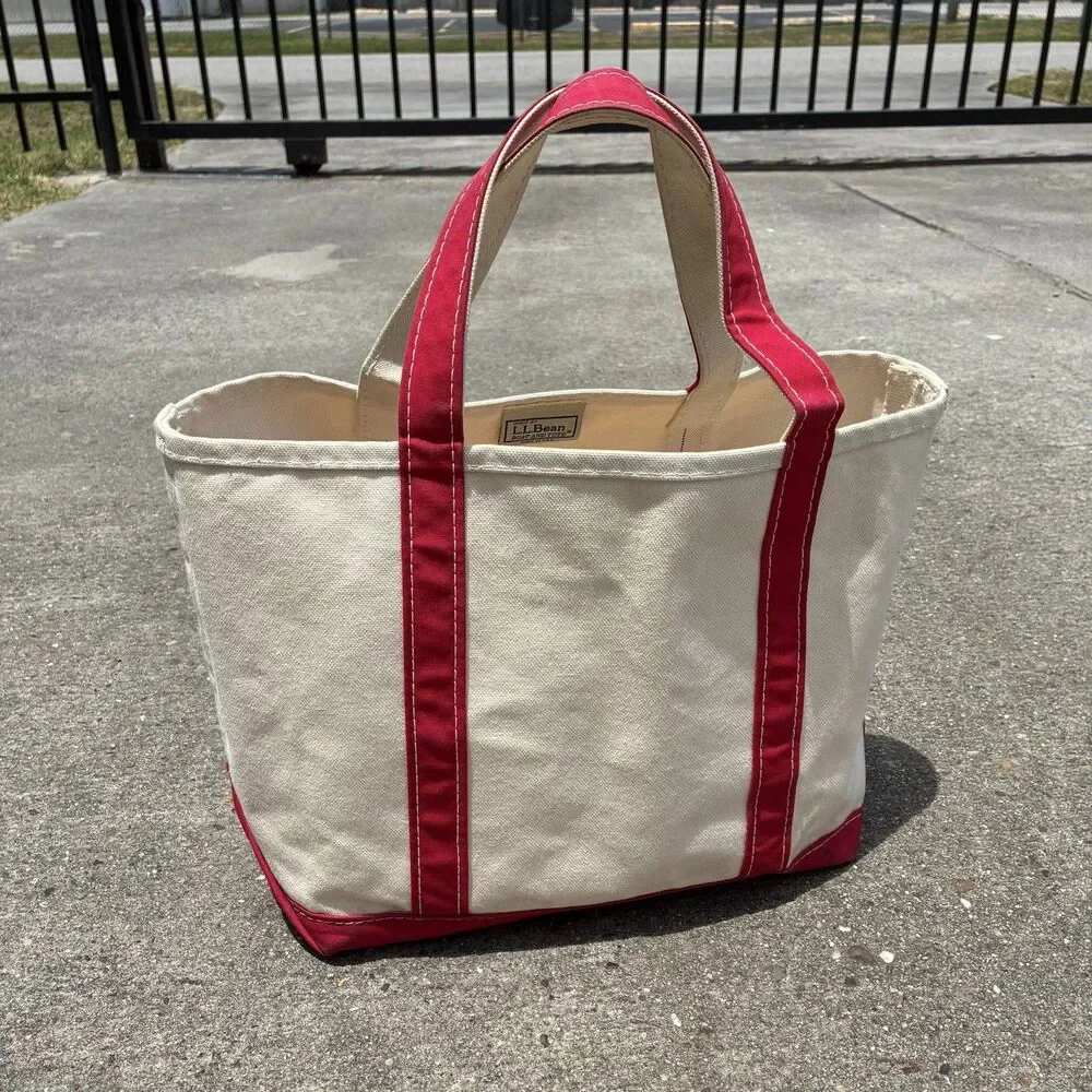 Vtg Medium Size Boat And Tote L L Bean Stiff Canvas Made In USA 11”x 12”x 5.5”